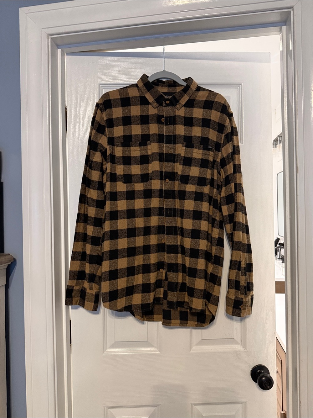 Vans Brown and Black Plaid Button-Down Shirt